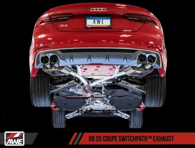 AWE Tuning Audi B9 S5 Coupe SwitchPath? Exhaust – Non-Resonated (Chrome Silver 102mm Tips)