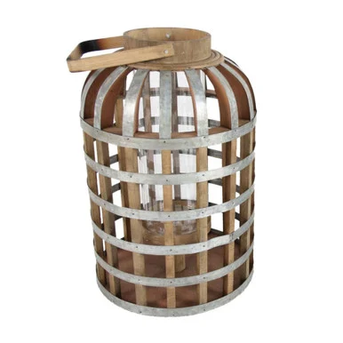 22.25″ Silver and Natural Brown Classic Large Shanghai Lantern