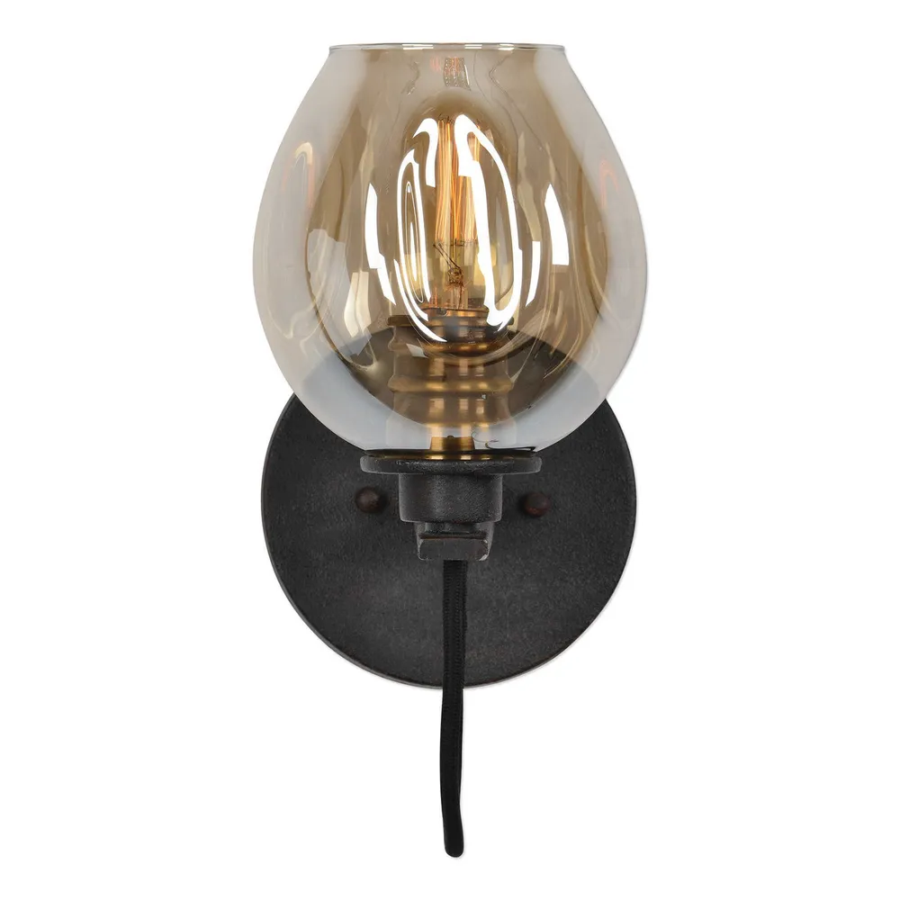 10.75″ Pre-lit Fritz 1 Light Gold Glass Sconce