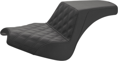 SADDLEMEN Step Up Seat - Driver Lattice Stitch/Passenger Smooth - Black I21-04-172