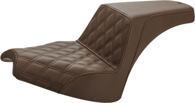 SADDLEMEN Step Up Seat - Driver Lattice Stitch/Passenger Smooth - Brown I21-04-172BR