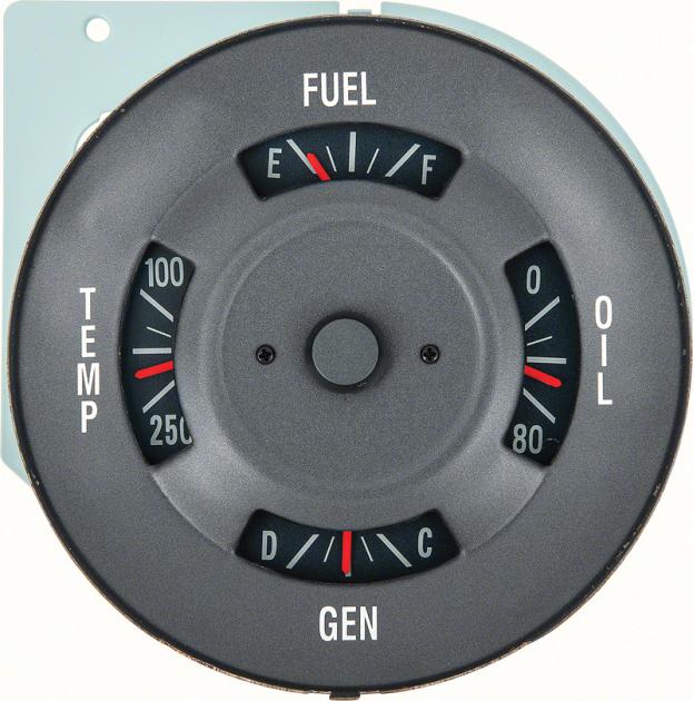 1968 Pontiac Firebird, Dash Instrument Cluster Gauge, 4 Gauge, Fuel, Temp, Oil, Gen
