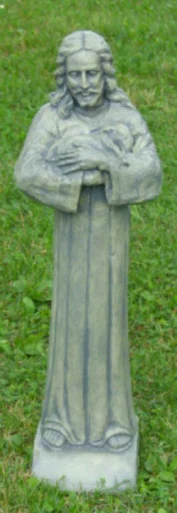 25″ Jesus with a Lamb Outdoor Patio Statue – Taupe Finish