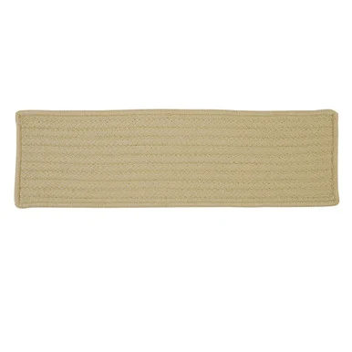 28″ Beige Hand Braided Outdoor Stair Tread Rug