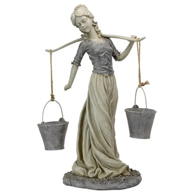 29.5″ Ivory and Gray Magdalene Danish Milkmaid Women Outdoor Garden Statue