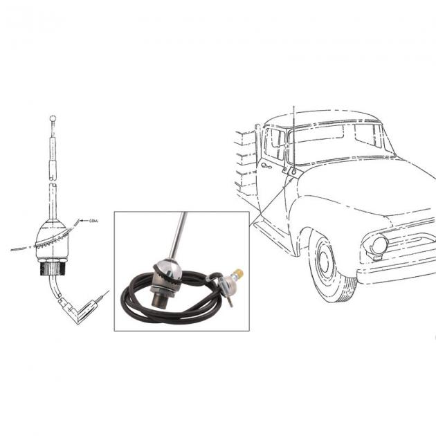 Dennis Carpenter Radio Antenna Assembly - 1953-55 Ford Truck, 1949-51 Mercury Car BAAA-18813-A