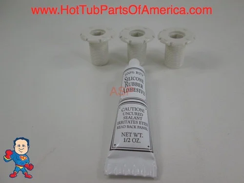 3-Pack 1 1/4″ Air Jet Flange Fittings with 3/4″ Threaded Injector – Hot Tub Spa Replacement Parts