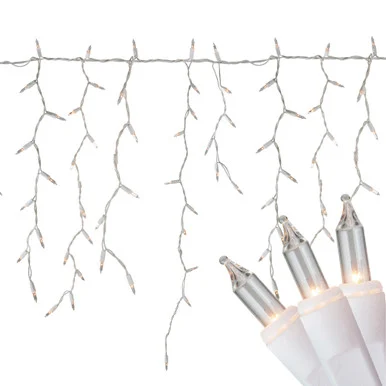 300 Count Clear Mini Icicle Christmas Lights – White Wire