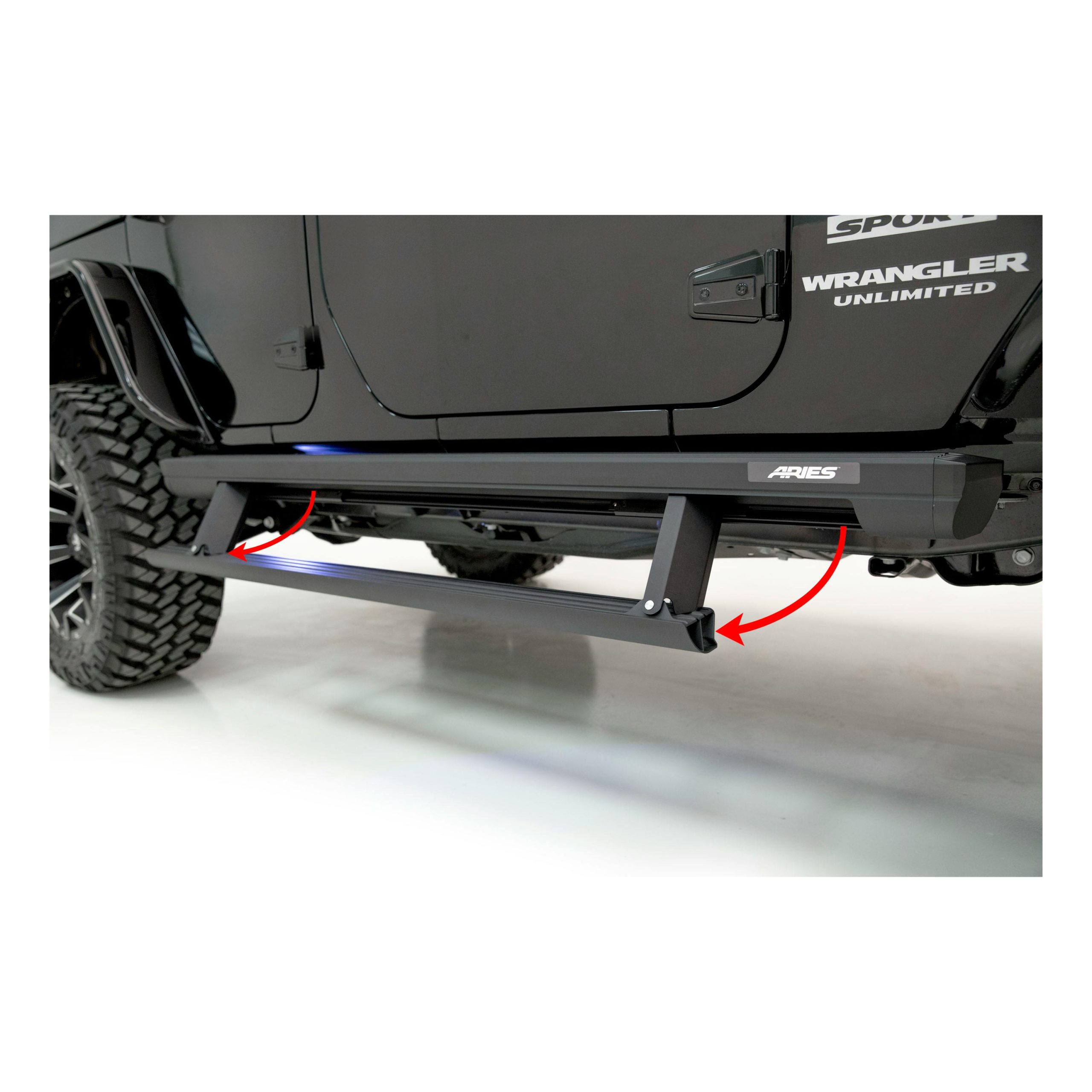 ARIES 3036570 ActionTrac 69.6" Powered Running Boards, Select Jeep Wrangler JK