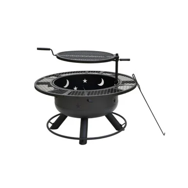 32.5″ Black Decorative Wood Fire Pit and Grill