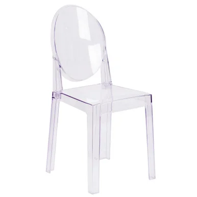 35″ Contemporary Ghost Outdoor Chair: 35″ Clear Transparent with Oval Back