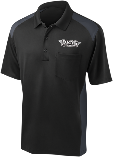 THROTTLE THREADS Drag Specialties Polo Shirt - Black/Charcoal - XL DRG30CS416BCHXL