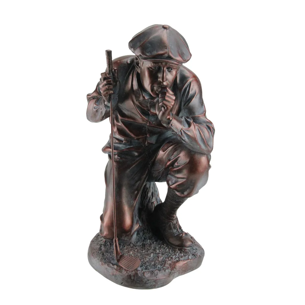 14″ Antique Style Kneeling Golfer Outdoor Garden Statue