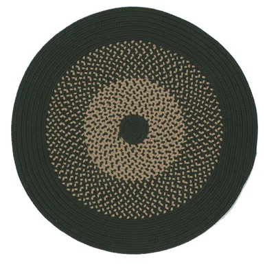 4′ Green and Tan All Purpose Handcrafted Reversible Round Outdoor Area Throw Rug