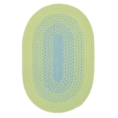 4′ x 6′ Green and Blue All Purpose Handcrafted Reversible Oval Outdoor Area Throw Rug
