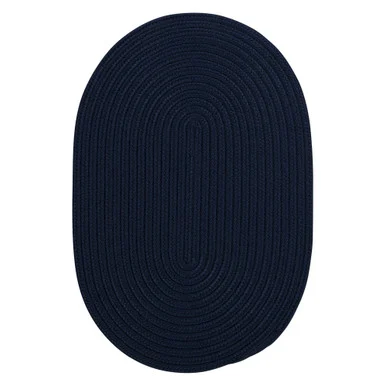 4′ x 6′ Navy Blue All Purpose Handcrafted Reversible Oval Outdoor Area Throw Rug