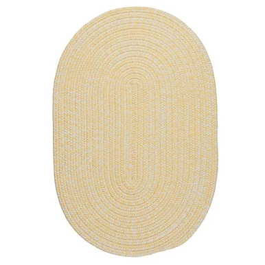 4′ x 6′ Yellow and White All Purpose Handcrafted Reversible Oval Area Throw Rug