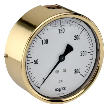 40-310-60-PSI/BAR NOSHOK, Inc. 4 in. Gauge Size Brass Case Liquid Filled Pressure Gauge