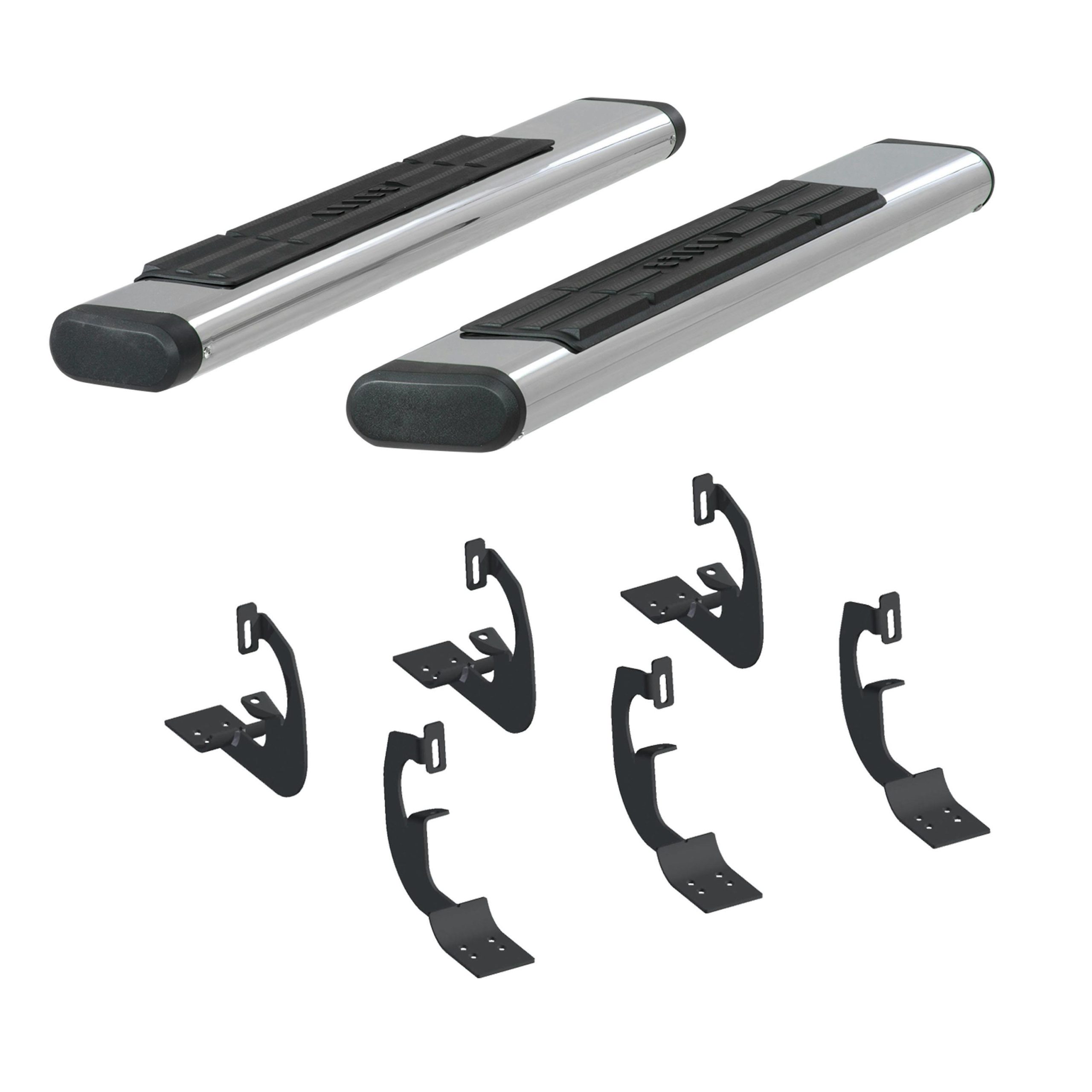 ARIES 4444006 6in. x 53in. Polished Stainless Oval Side Bars; Select Chevy Silverado; GMC Sier