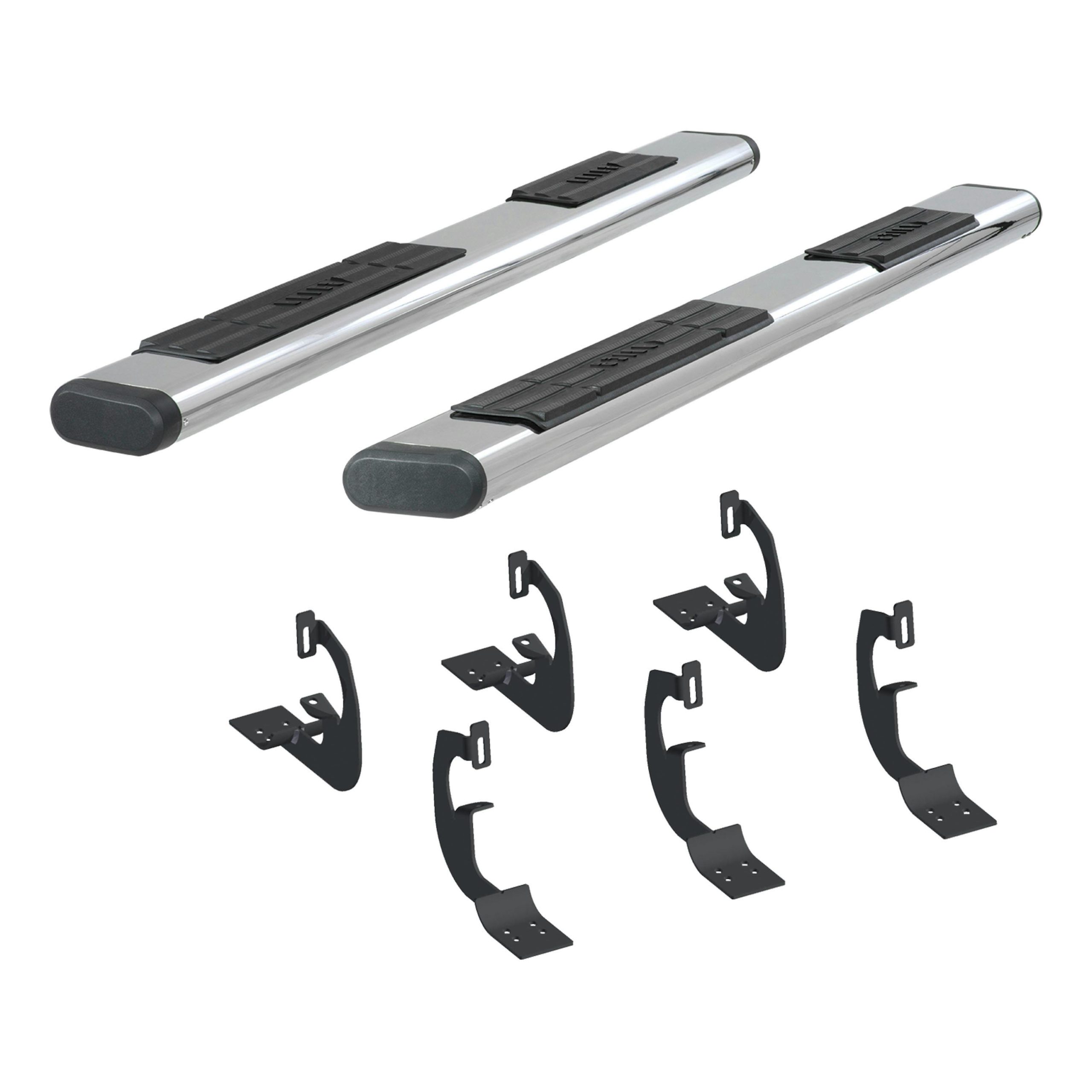 ARIES 4444007 6in. x 75in. Polished Stainless Oval Side Bars; Select Chevy Silverado; GMC Sier