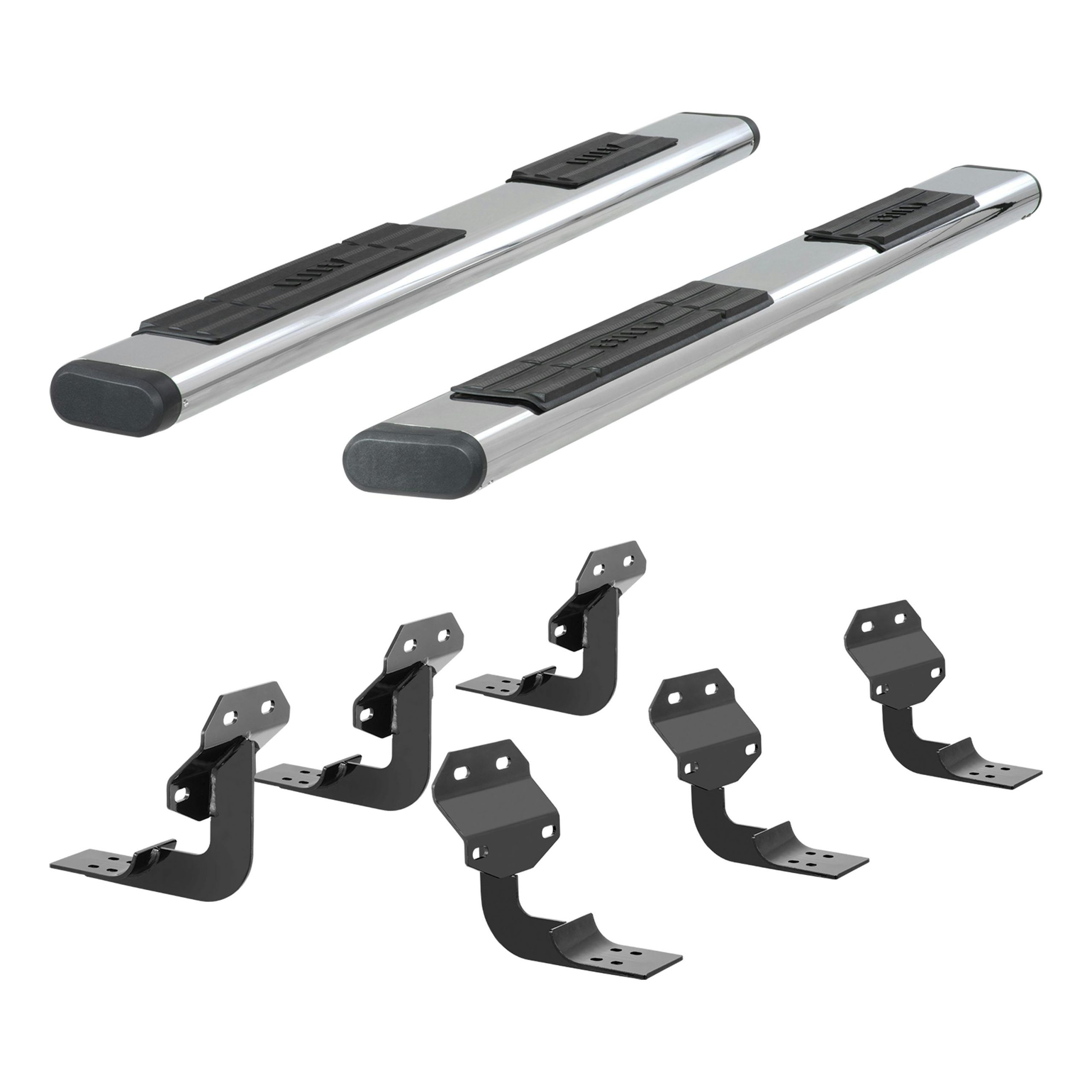 ARIES 4444027 6in. x 91in. Polished Stainless Oval Side Bars; Select Ford F-Series