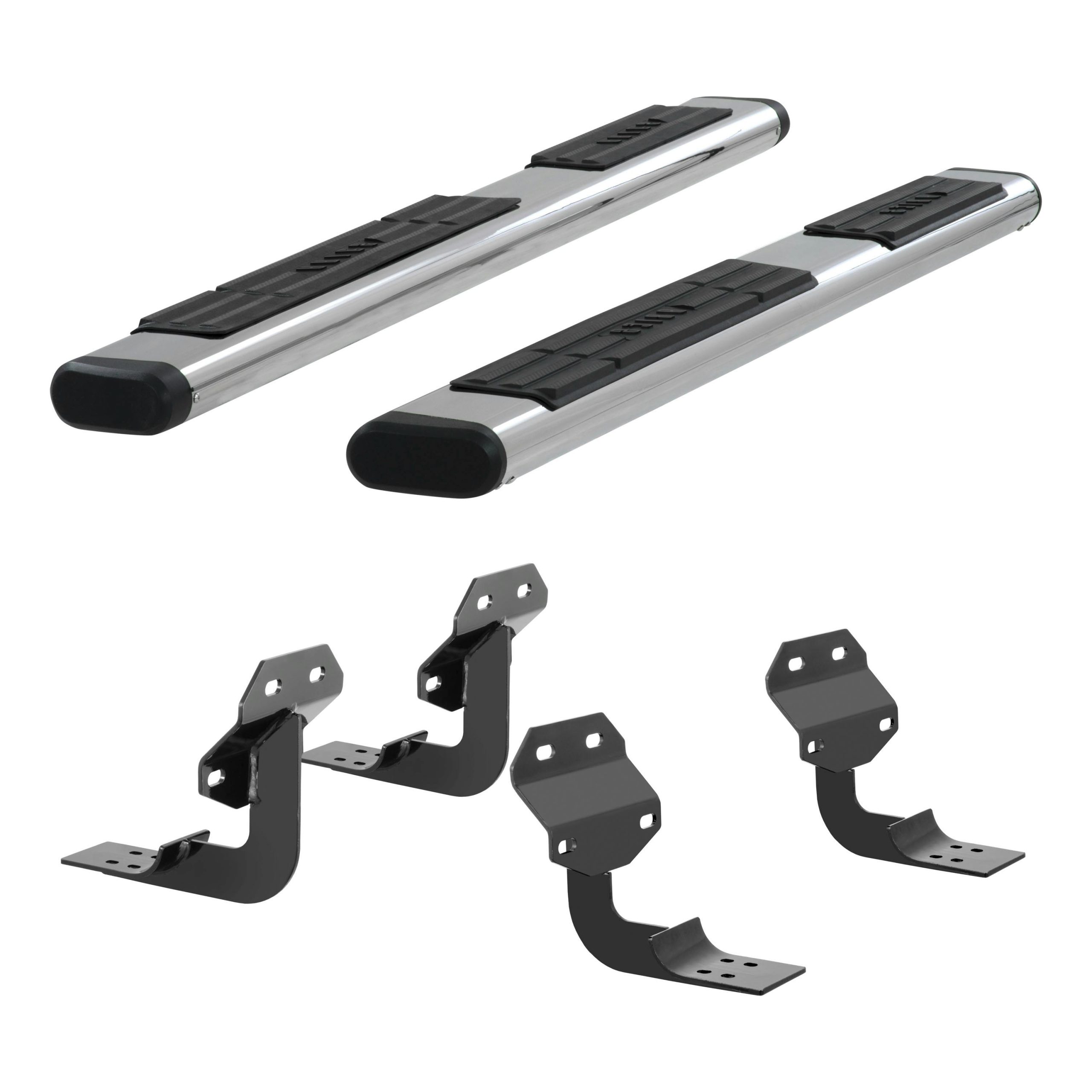 ARIES 4444042 6in. x 75in. Polished Stainless Oval Side Bars; Select Ford F-Series
