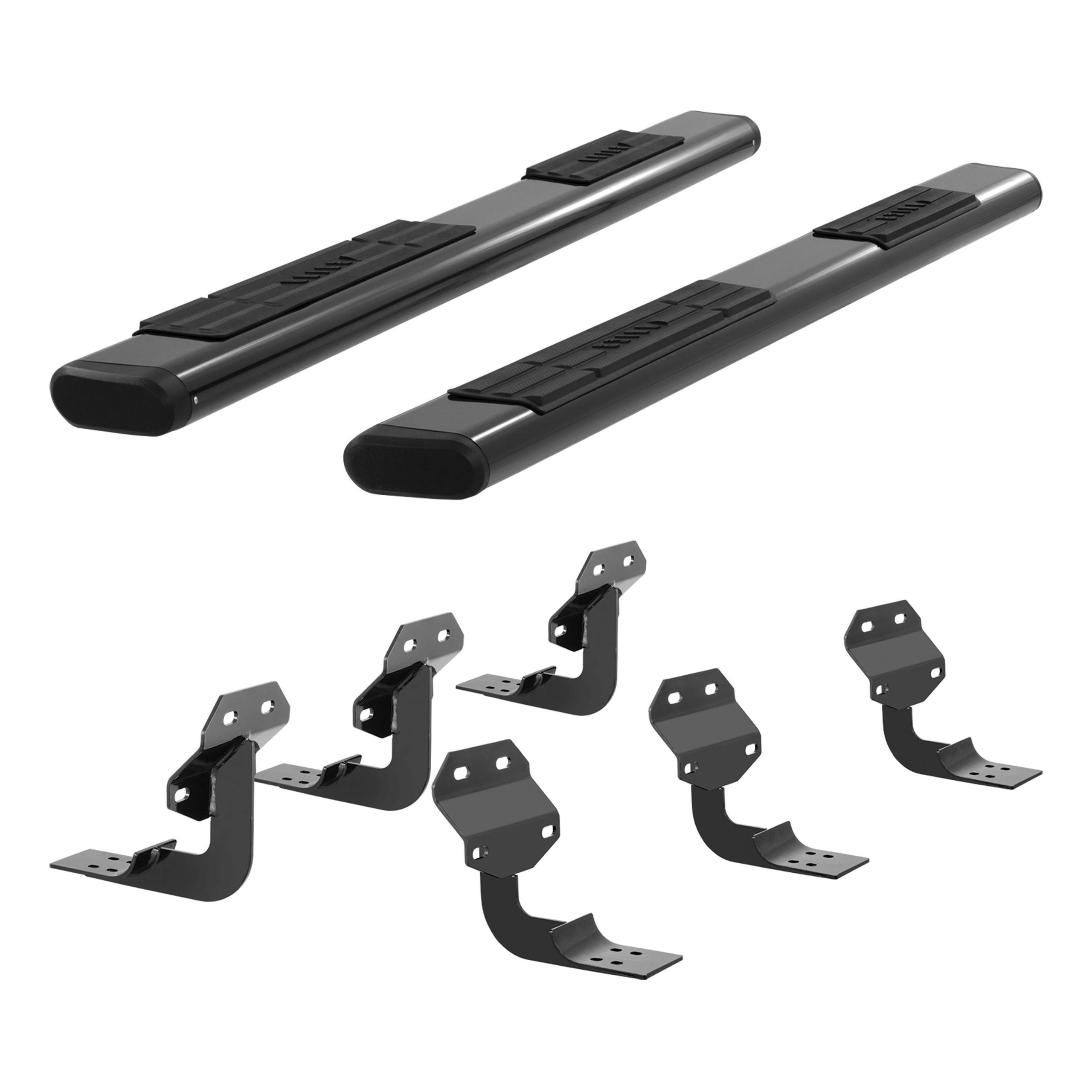ARIES 4445027 6in. x 91in. Black Aluminum Oval Side Bars; Select Ford F-Series