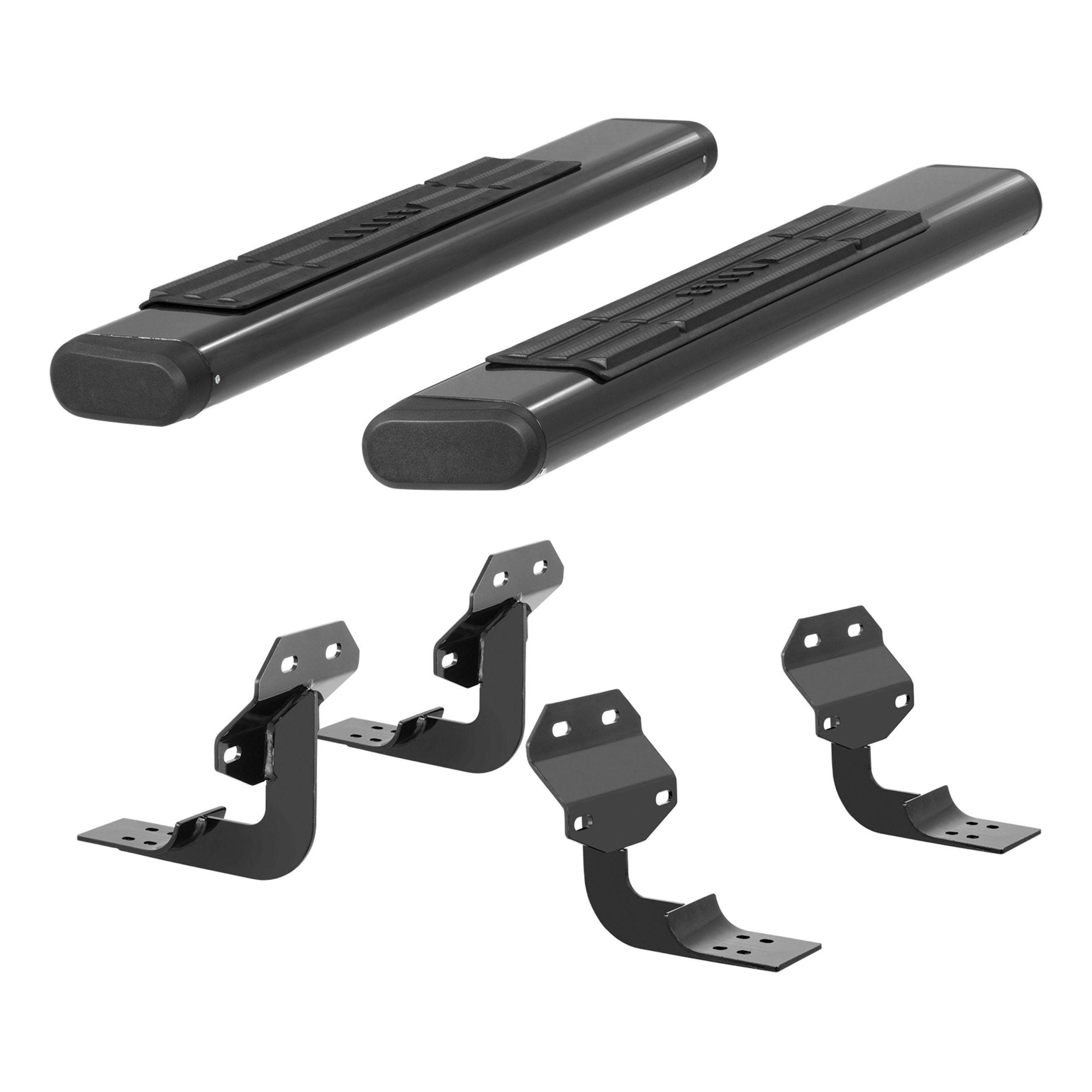 ARIES 4445028 6in. x 53in. Black Aluminum Oval Side Bars; Select Ford F-Series