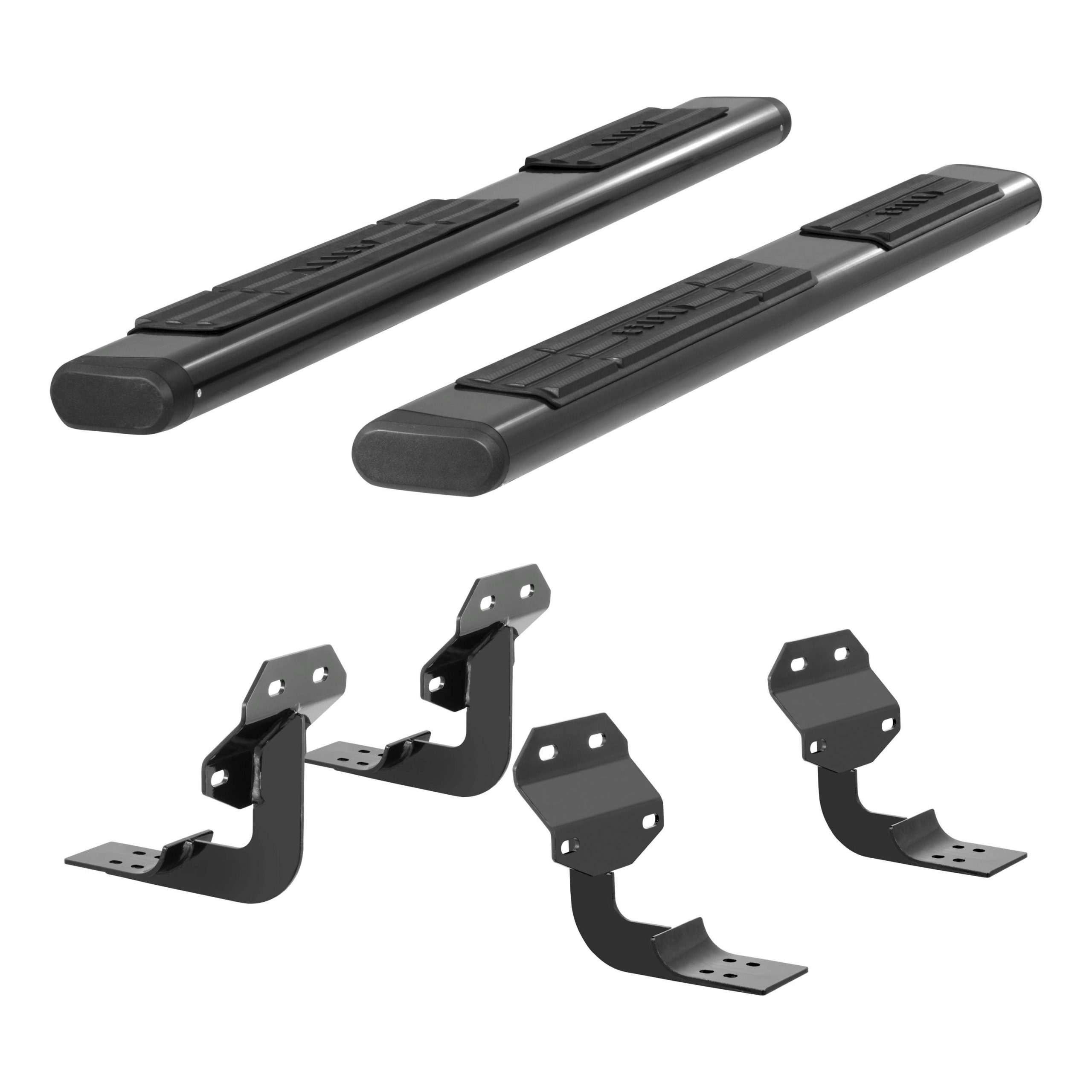 ARIES 4445042 6in. x 75in. Black Aluminum Oval Side Bars; Select Ford F-Series