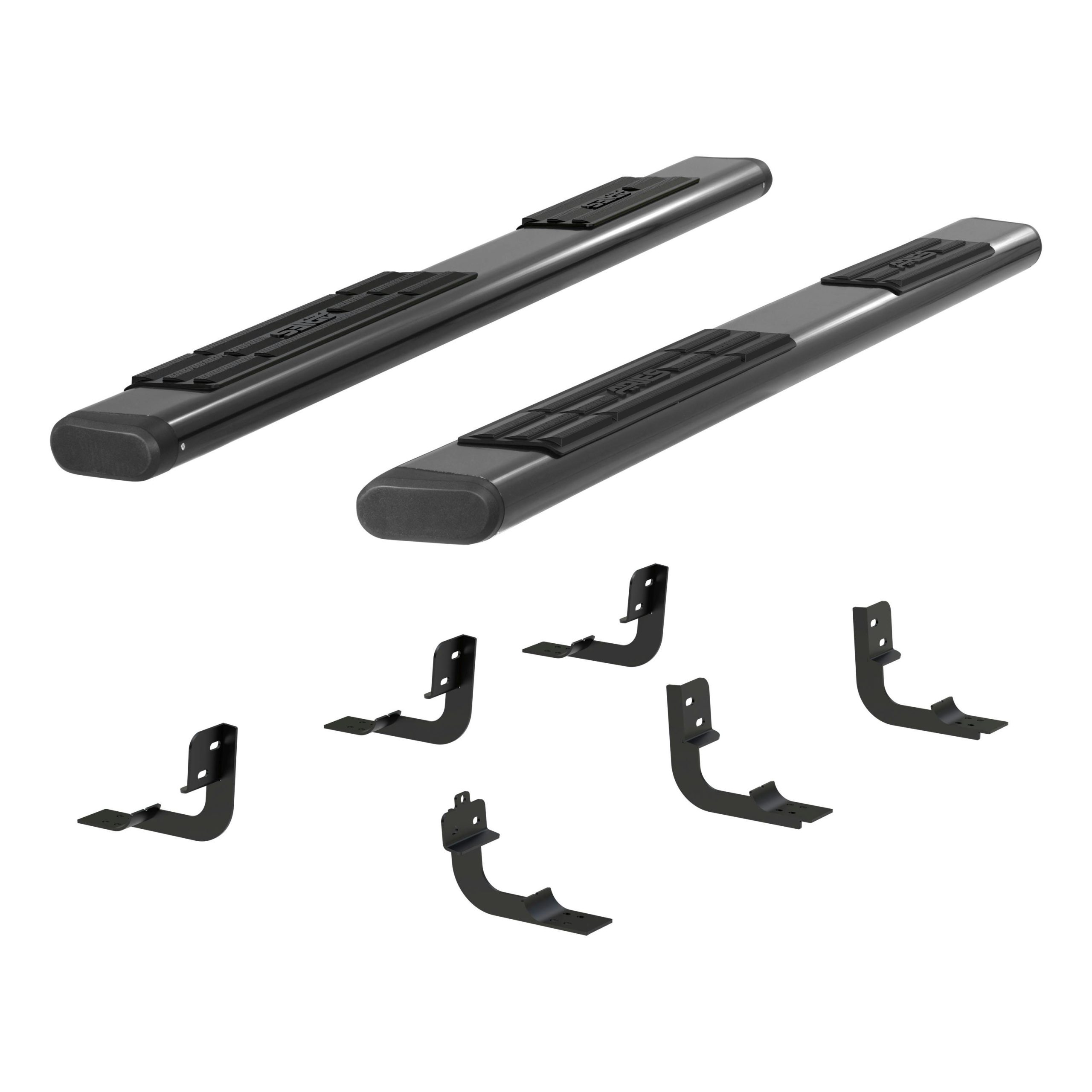 ARIES 4445044 6in. x 85in. Black Aluminum Oval Side Bars; Select Dodge; Ram 1500; 2500; 3500