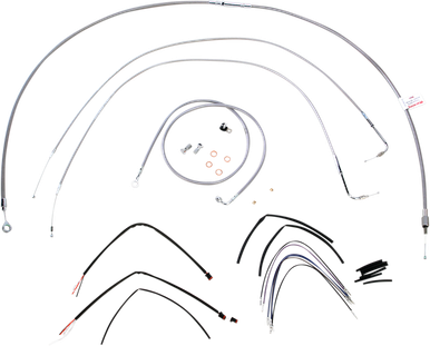 BURLY BRAND Handlebar Cable/Brake Line Kit - Complete - 14" Ape Hanger Handlebars - Stainless Steel B30-1061