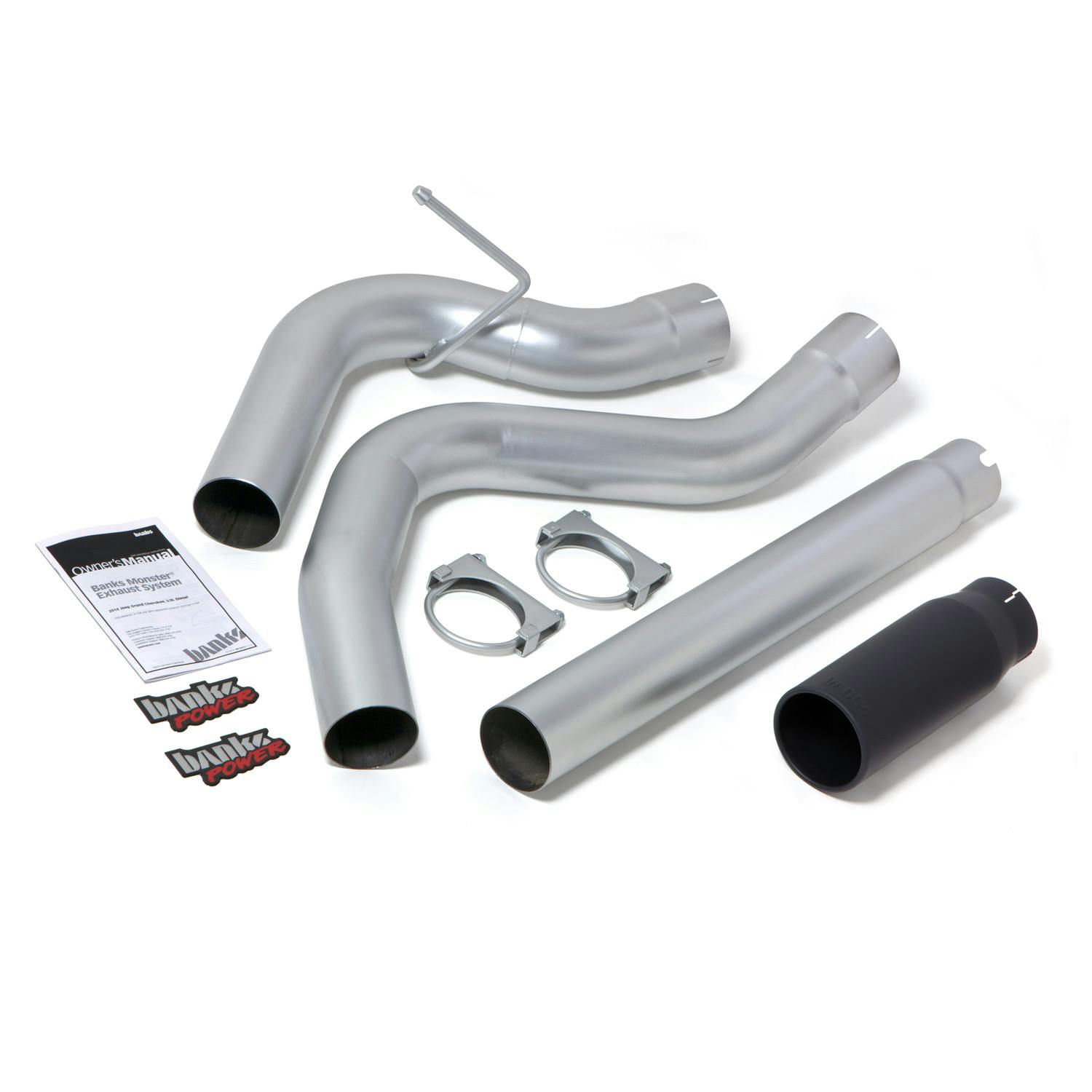 Banks Power 48601-B Monster Exhaust System; Single; S/S-Black Tip-2014-15 Ram 1500; 3.0L Dsl