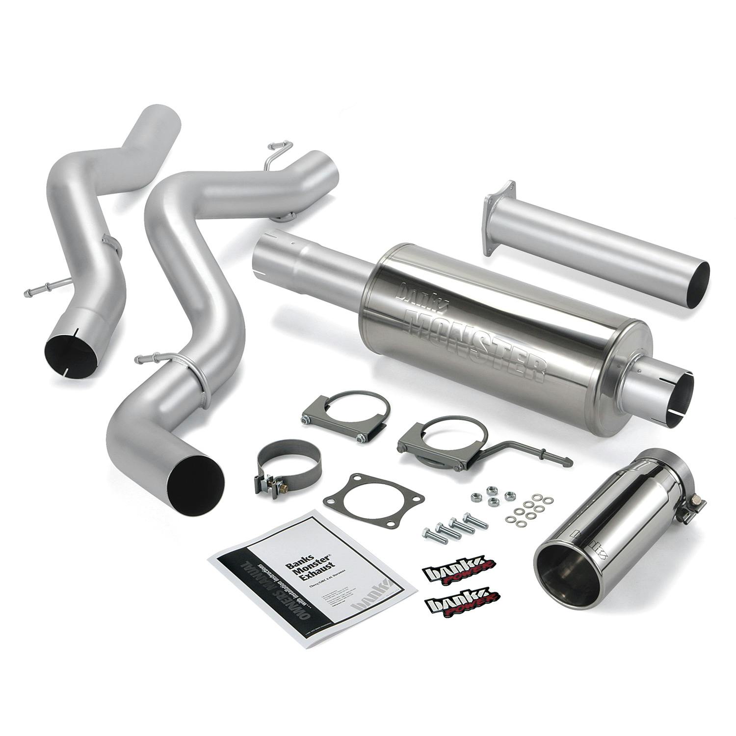 Banks Power 48634 Monster Exhaust System; S/S-Chrome Tip-2002-05 Chevy 6.6L; EC/CCLB