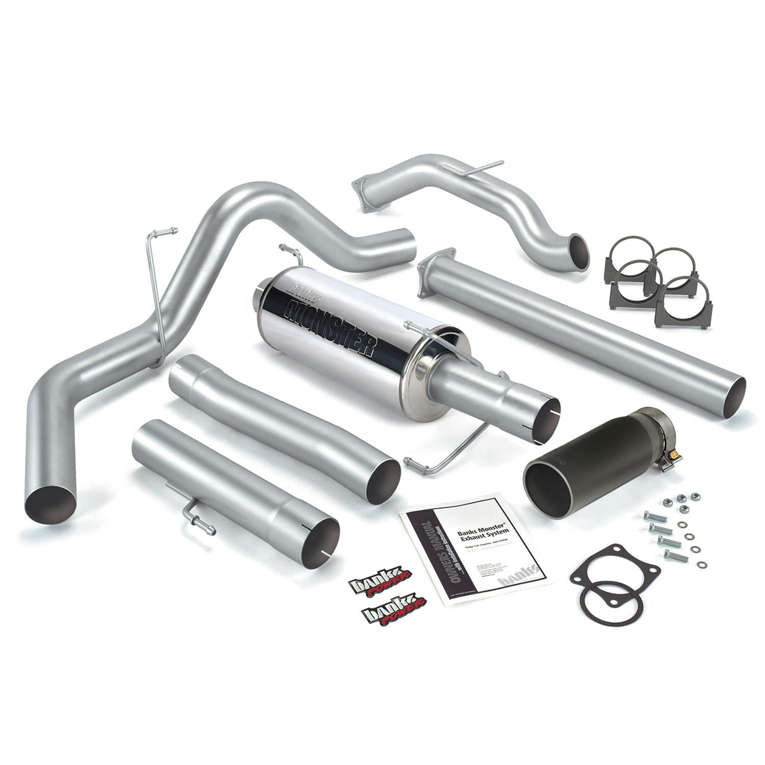 Banks Power 48642-B Monster Exhaust System; S/S-Black Tip-2003-04 Dodge 5.9L Cclb; Cat