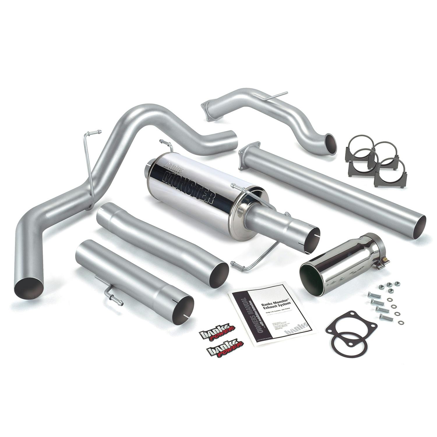 Banks Power 48643 Monster Exhaust System; S/S-Chrome Tip-2003-04 Dodge 5.9L; CCLB; No-Cat