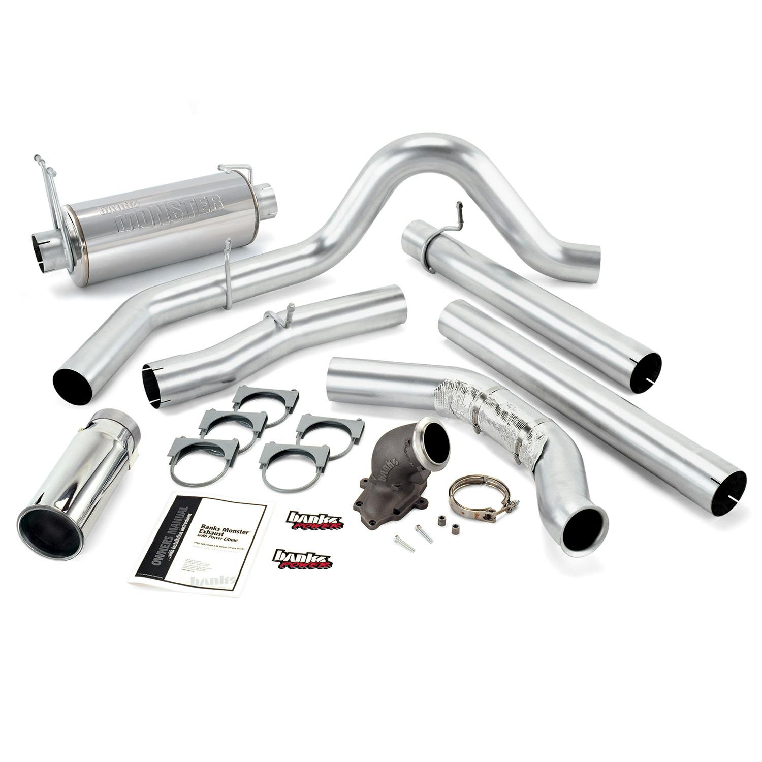 Banks Power 48654 Monster Exhaust W/Power Elbow; S/S-Chrome Tip-2000-03 Ford 7.3L; Excursion