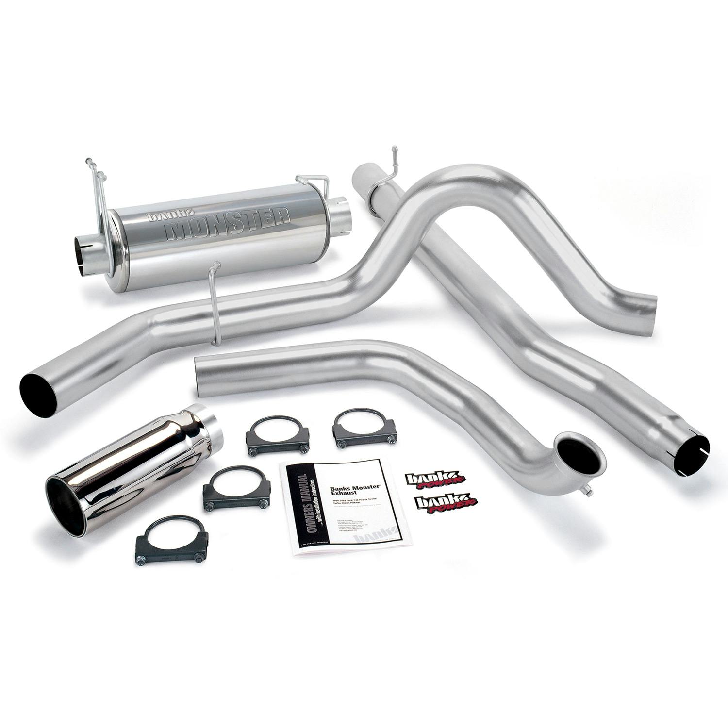 Banks Power 48655 Monster Exhaust System; S/S-Chrome Tip-1999 Ford 7.3L; Truck; Cat
