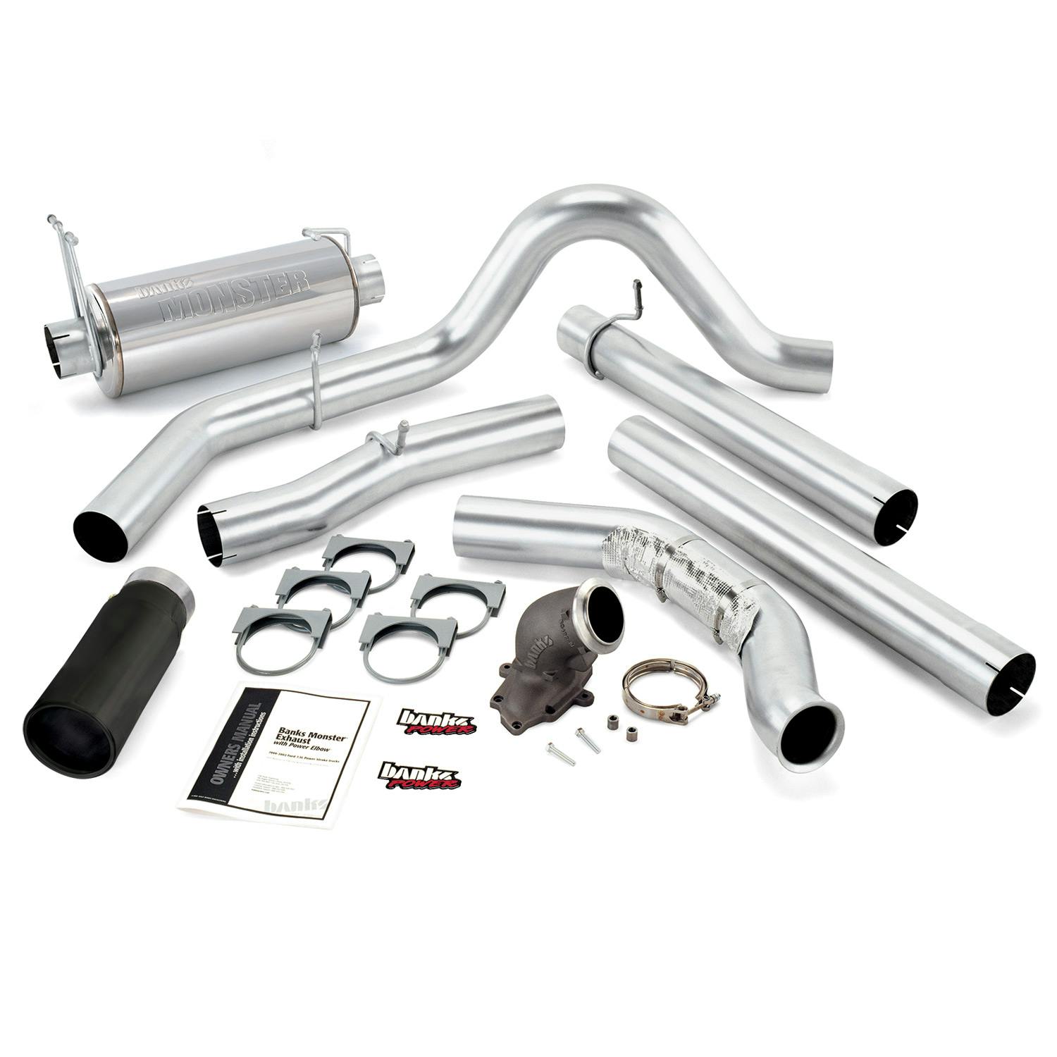 Banks Power 48660-B Monster Exhaust W/Power Elbow; S/S-Black Tip-2001-03 Ford 7.3L-275HP; Manual Tra