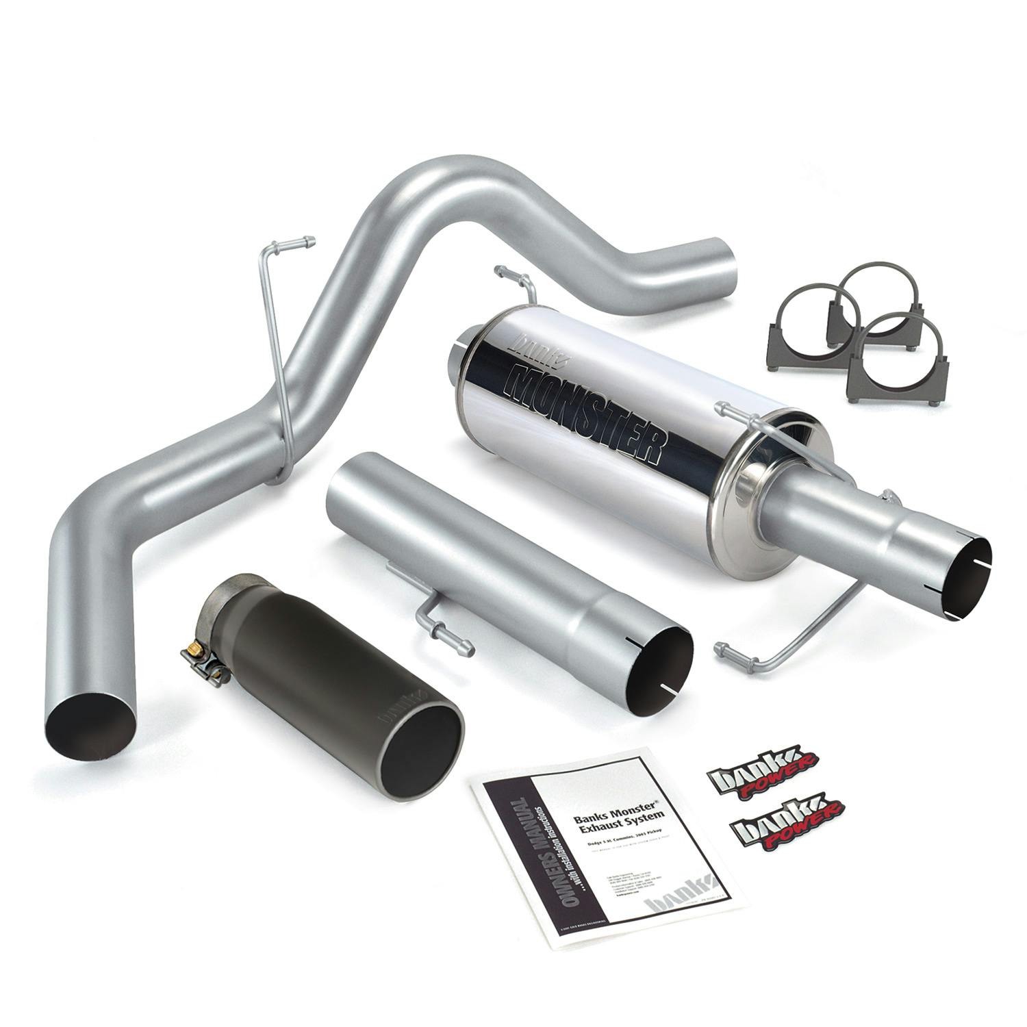 Banks Power 48708-B Monster Exhaust System; S/S-Black Tip-2006-07 Dodge 325Hp; Mega Cab