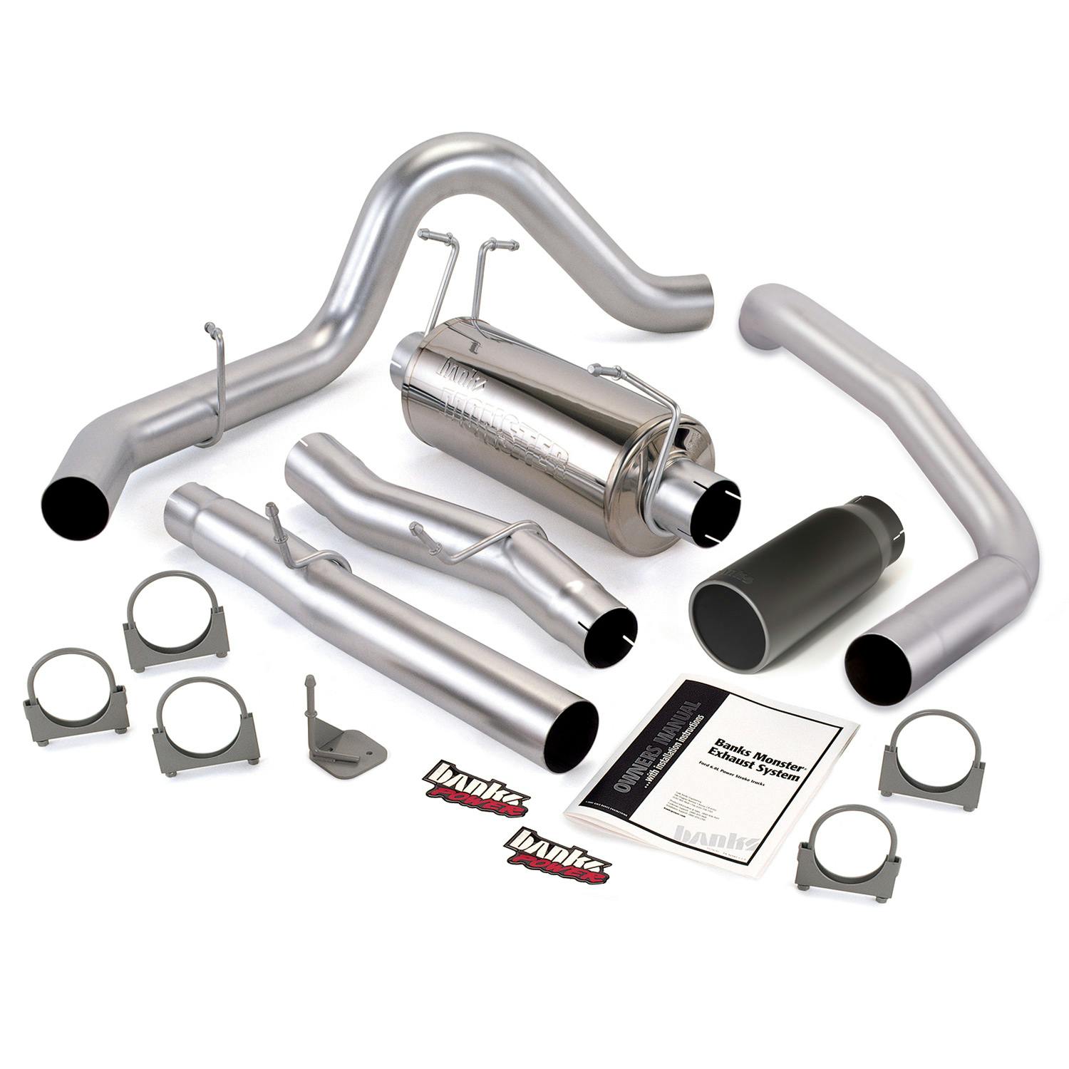 Banks Power 48785-B Monster Exhaust System; S/S-Black Tip-2003-07 Ford 6.0L; Ccsb