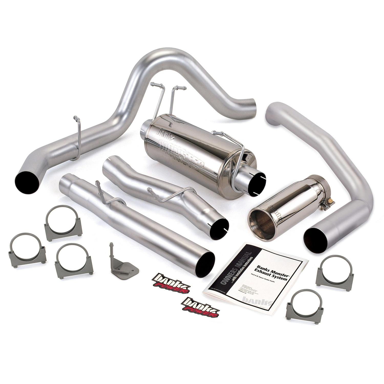 Banks Power 48788 Monster Exhaust System; S/S-Chrome Tip-2003-07 Ford 6.0L; Excursion