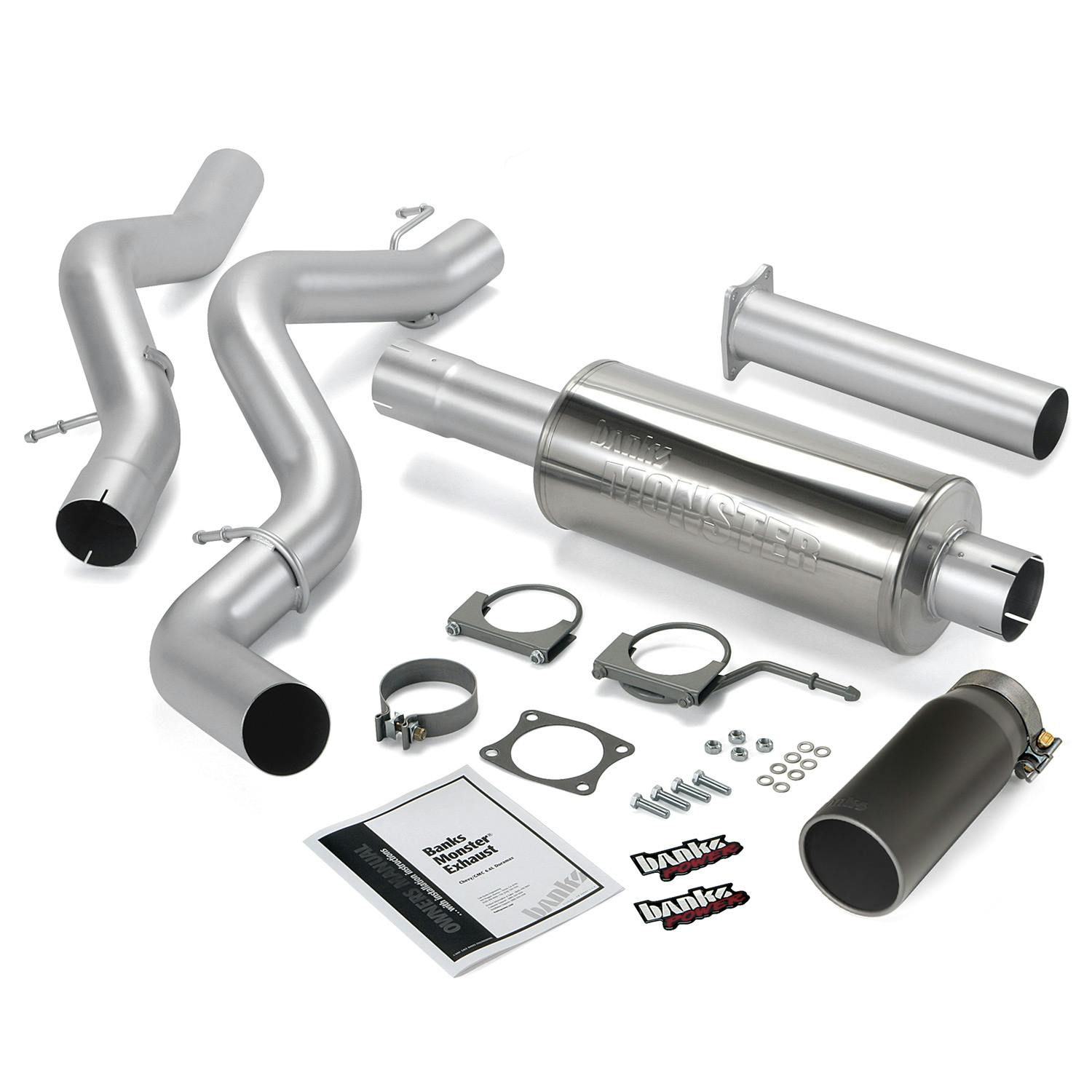 Banks Power 48937-B Monster Exhaust System; S/S-Black Tip-2006-07 Chevy 6.6L; Sclb