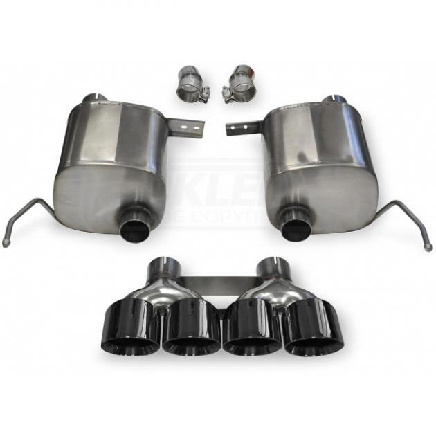 Corvette, Xtreme 2.75'' Stainless Exhaust, Quad Oval Tips, Black, Corsa, 2014-2017