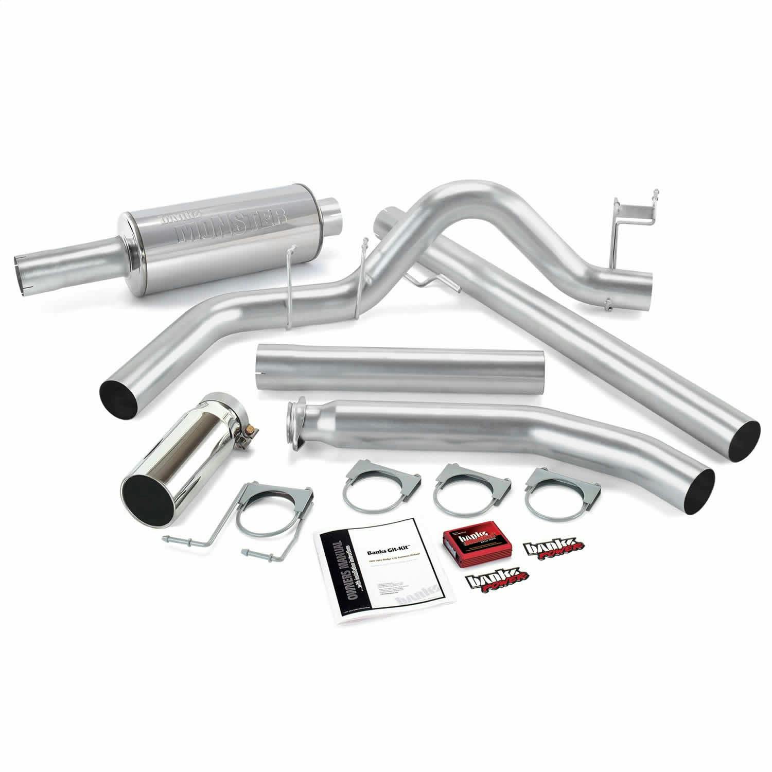 Banks Power 49360 Git-Kit; Single Exh; S/S-Chrome Tip-2001 Dodge 5.9L; Ext Cab