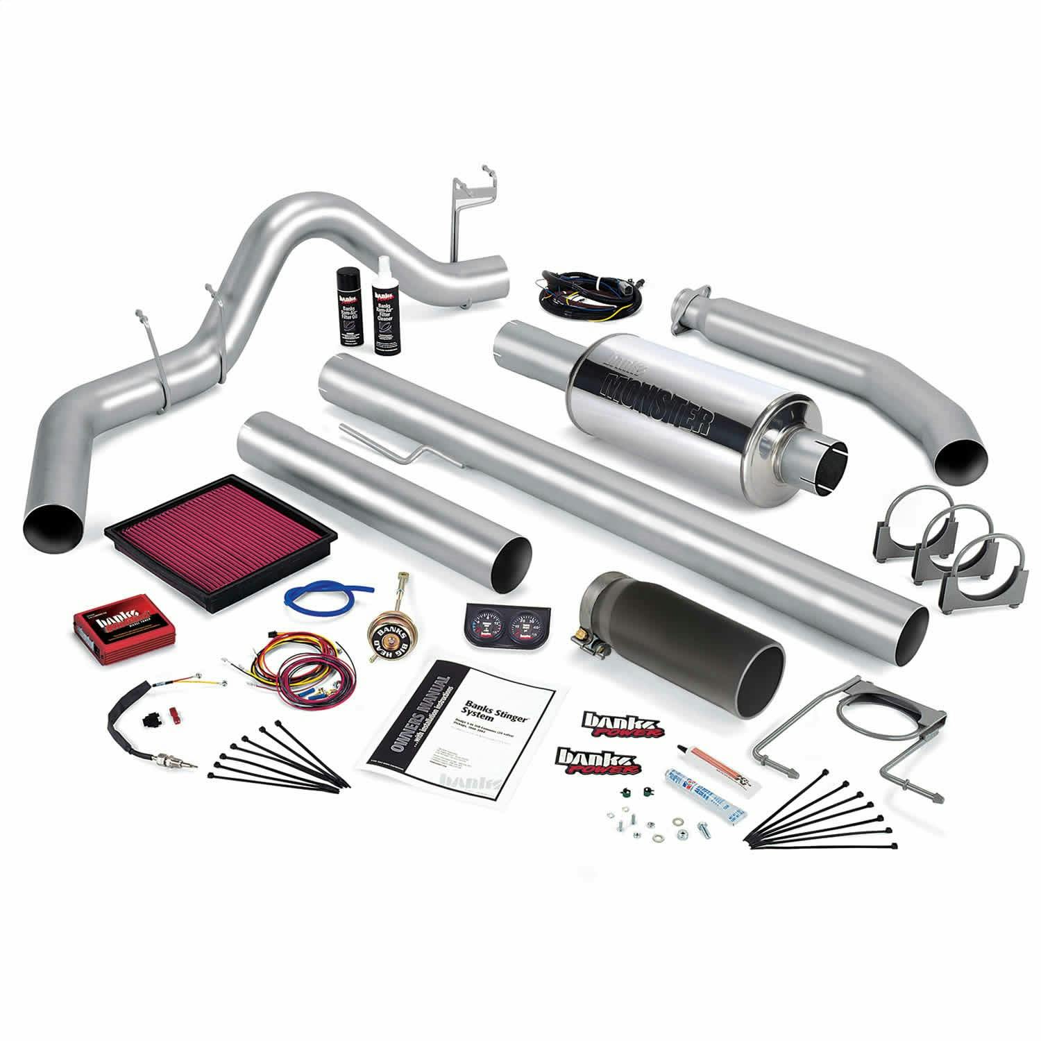 Banks Power 49369-B Stinger System; Single Exh; S/S-Black Tip-2001 Dodge 5.9L 235Hp; Std Cab