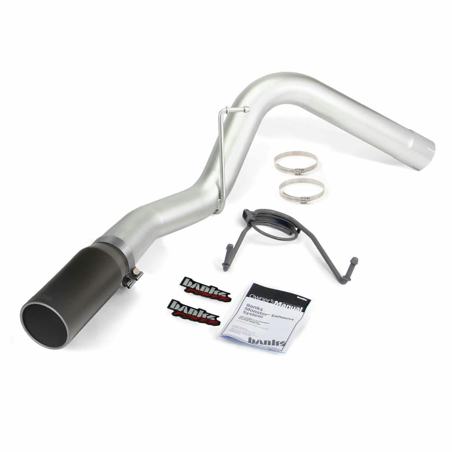 Banks Power 49764-B Monster Exhaust; Single; S/S-Black Tip-2007-12 Dodge 6.7L; SCLB-Mega Cab-SB