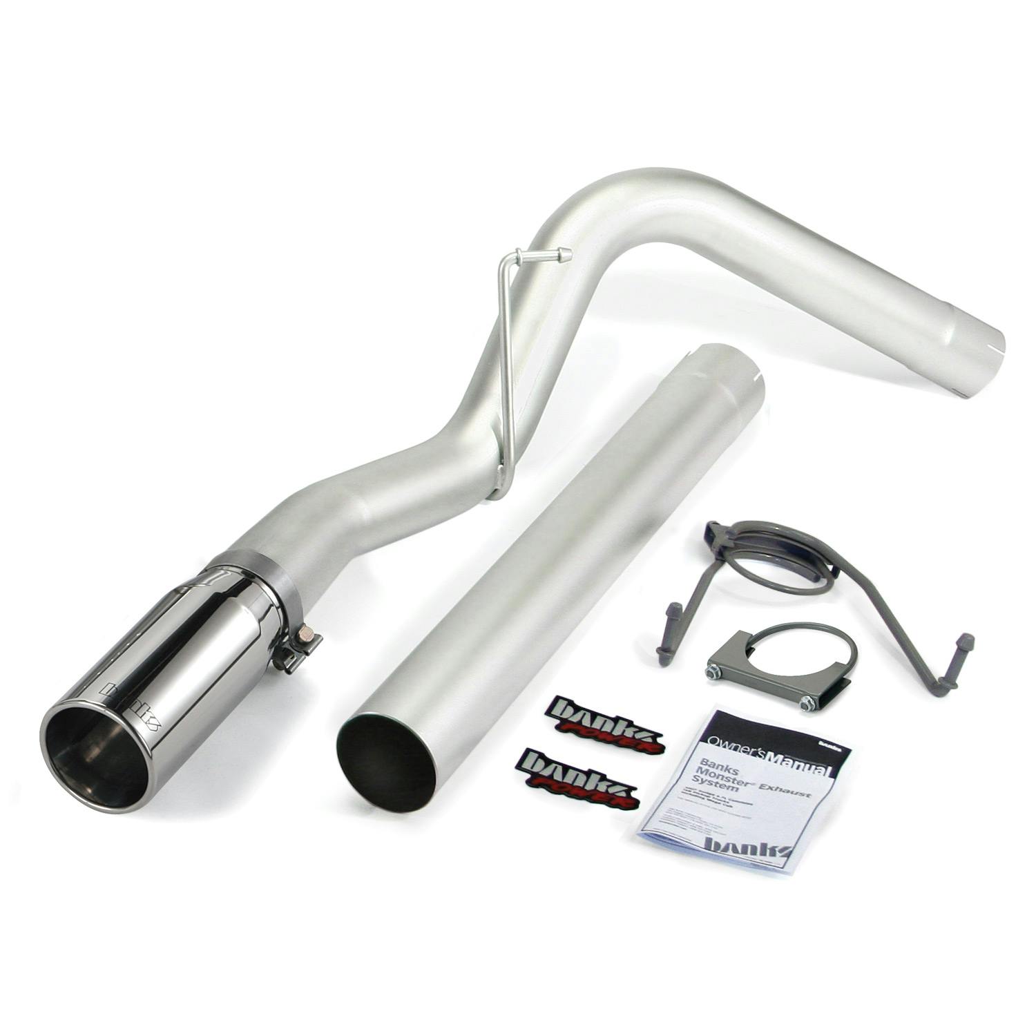 Banks Power 49764 Monster Exhaust; Single; S/S-Chrome Tip-2007-12 Dodge 6.7L; SCLB-Mega Cab-SB