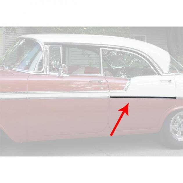 Chevy Rear Door Molding, Bel Air, Left, For 4-Door Hardtop, Show Quality, 1956