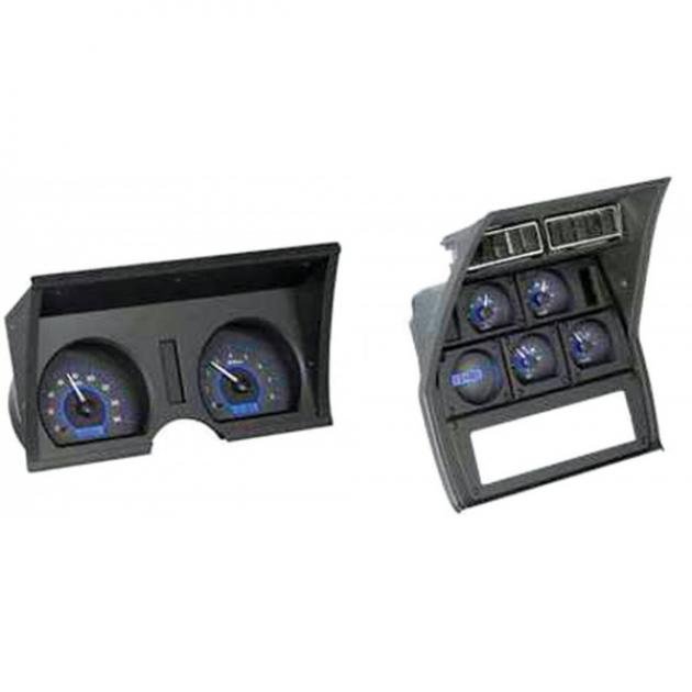 Corvette C3 VHX Series Digital Dash With Satin Alloy Style Face And Blue Display, 1978-1982