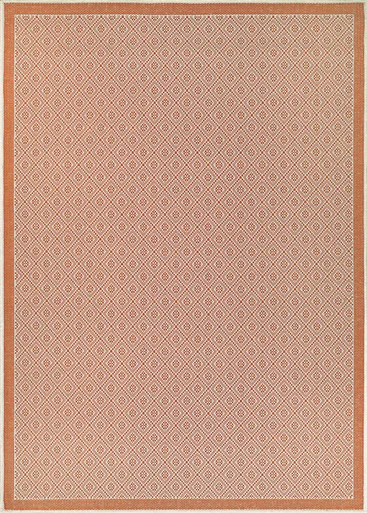 5.75′ x 9′ Orange and Beige Contemporary Rectangular Outdoor Area Throw Rug